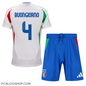 Italia Alessandro Buongiorno #4 Seconda Maglia Bambino Europei 2024 Manica Corta (+ Pantaloni corti)